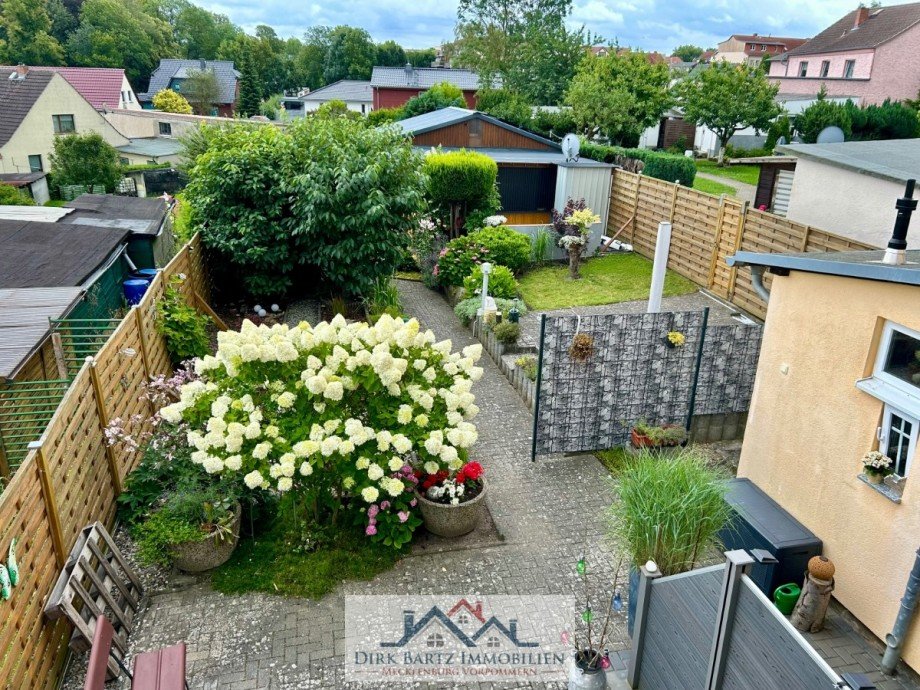 Blick in den Garten Maisonettewohnung Demmin